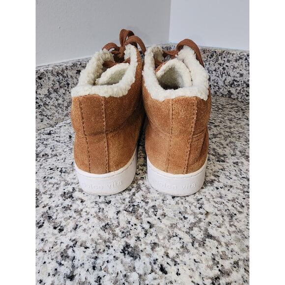 Dolce Vita Platform Sneakers Womens Size 11 Leather Faux Fur High Top Skateboard - Picture 4 of 6